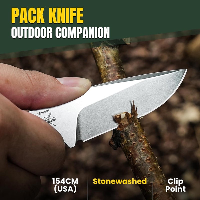 KIZER Muskrat Fixed Blade Knife, 3.15 In 154CM Neck Knife Argyle Pattern Micarta Handle Fixed Blade EDC Knives for Men Women, Outdoor Hunting Hiking Survival Camping Knives 1064C1 - Image 2